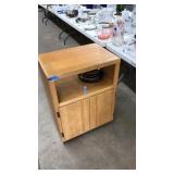WOOD CABINET ON WHEELS