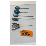STERLING SILVER & SEMI PRECIOUS STONE HAT PINS