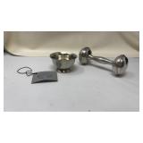 PEWTER BABY RATTLE & RING DISH