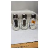 3 CRYSTAL & SILVER LIDDED S&P SHAKERS