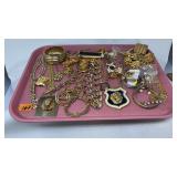 TRAY OF ASST ANTIQUE COSTUME JEWELRY
