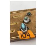 3 SILVER & TURQUOISE RINGS