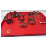 TRAY OF ASST SILVERED BRACELETS