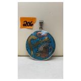 ENLAYED TURQUOISE & SEMI PREC STONE PENDANT