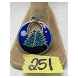 MEXICAN SILVER ENLAYED STONE PENDANT