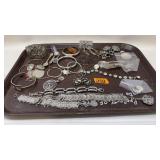 TRAY OF SILVER JEWELRY