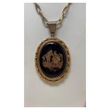 LIMOGE PORCELAIN PENDANT ON CHAIN