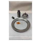 STERLING RIMMED DISH & LIGHTER