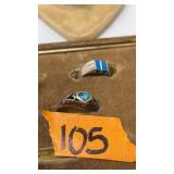 1 STERLING & LAPIS, 1 STERLING & TURQUOISE RINGS