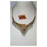 VINTAGE LADIES ORNATE NECKLACE W/ PEARLS & SEMI
