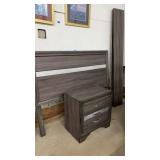 FULL SIZE DECORATIVE HEAD BOARD & NIGHT STAND