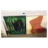 2 ABSTRACT ART UNFRAMED