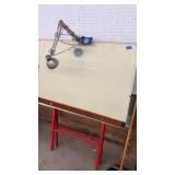 DRAFTSMAN TABLE W/ MOUNTED LIGHT