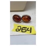 STERLING & AMBER EARRINGS
