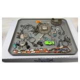 TRAY OF SILVER & STERLING JEWELRY