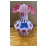 FENTON COIN LACE RIM VASE