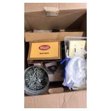 BOX OF ASST HARDWARE, ELECTRICAL, ETC