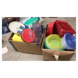 2 BOXES OF ASST TUPPERWARE & ETC