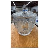 PRESSED GLASS LIDDED BOWL