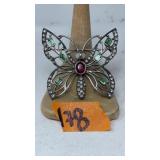 STERLING & SEMI PRECIOUS STONE BUTTERFLY PIN