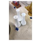 3 MILK GLASS BUD VASES