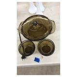 AMBER GLASS BASKET