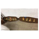 2 PC WOOD PAINTED COLONIAL SCENE ART