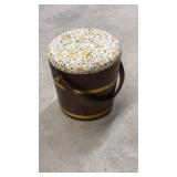 WOOD PAIL W/ UPHOLSTERED TOP