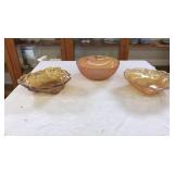 3 PC MARIGOLD CARNIVAL GLASS