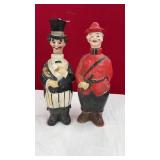 PAIR OF VINTAGE PORCELAIN DECANTERS, APPROX 11.5IN
