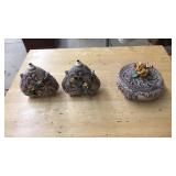 3 PC CAPODIMONTE, 2 VASES AND 1 LIDDED BOWL