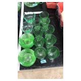GREEN DEPRESSION GLASS LOT