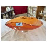 AMBER ART GLASS CENTERPIECE BOWL