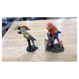 CAST IRON PARROT & PARROT FIGURINE