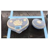 2 WEDGEWOOD JASPERWARE LIDDED RING DISHES