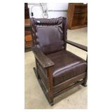 LEATHER & WOOD ROCKING CHAIR