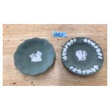 WEDGEWOOD JASPERWARE WHITE ON GREEN 2 PC