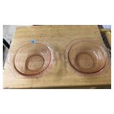 PINK DEPRESSION GLASS FOOTED BOWL