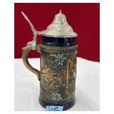 7IN GERZ LIDDED BEER STEIN W PEWTER LID