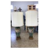 PORCELAIN HAND PAINTED PAIR OF TABLE LAMPS
