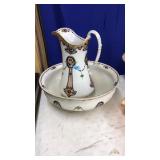 PORCELAIN WASH BASIN AND PITCHER, BUXTON