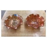 2 MERIGOLD CARNIVAL GLASS BOWLS