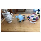 3 ASST TEA POTS