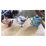 3 ASST TEA POTS