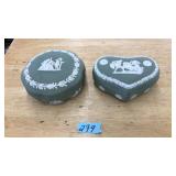 2 WEDGEWOOD JASPERWARE LIDDED TRINKET BOXES