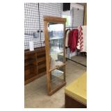 OAK, GLASS, & MIRRORED BACK CORNER CABINET