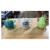 3 ASST TEA POTS