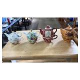 4 ASST TEA POTS
