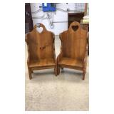 PAIR OF WOOD CARVED YOUTH CHAIRS