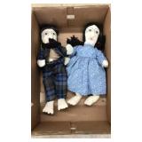 PAIR OF  CLOTH DOLLS, MAN AND WOMAN